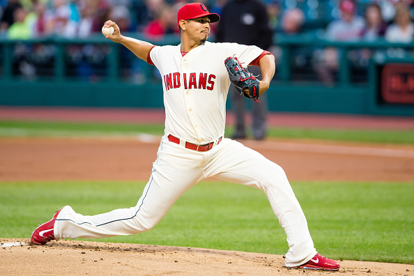 CLEVELAND, OH - SEPTEMBER 19: Starting pitcher Carlos Carrasco #59 of the Cleveland Indians pitches during the first inning against the Chicago White Sox at Progressive Field on September 19, 2015 in Cleveland, Ohio. (Photo by Jason Miller/Getty Images)  *** Local Caption *** Carlos Carrasco