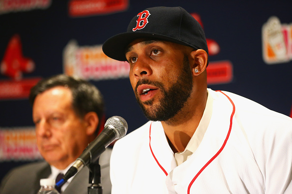 BOSTON, MA - DECEMBER 04: David Price addresses the media during his introductory press conference at Fenway Park on December 4, 2015 in Boston, Massachusetts. (Photo by Maddie Meyer/Getty Images)