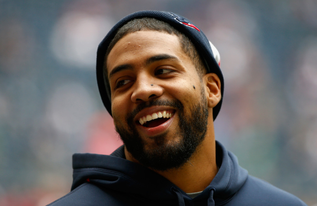 HOUSTON, TX - DECEMBER 01:  Injured Houston Texans running back Arian Foster waits on the field before the game against the New England Patriots at Reliant Stadium on December 1, 2013 in Houston, Texas.  (Photo by Scott Halleran/Getty Images)
