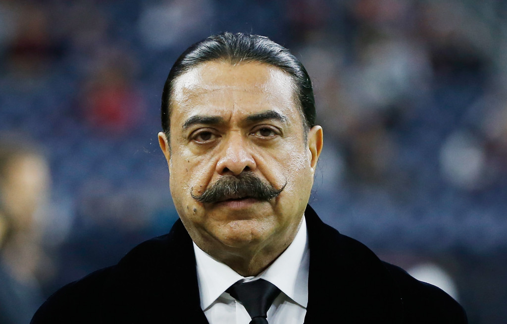 HOUSTON, TX - DECEMBER 28:  Shahid Khan, the billionaire owner of the Jacksonville Jaguars, waits on the field before their game against the Houston Texans at NRG Stadium on December 28, 2014 in Houston, Texas.  (Photo by Scott Halleran/Getty Images)