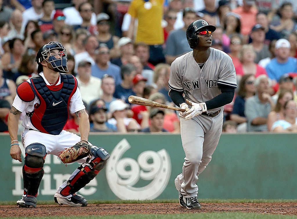 Didi Gregorius with a home run in September 2015. He hit an extremely short home run Sunday.