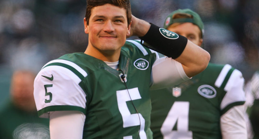 Christian Hackenberg, seen in January 2017, had an awful preseason game Saturday, August 19 against Detroit.