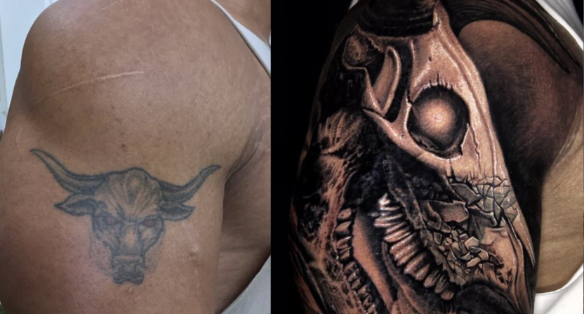 1. The Rock's iconic Brahma Bull shoulder tattoo - wide 4