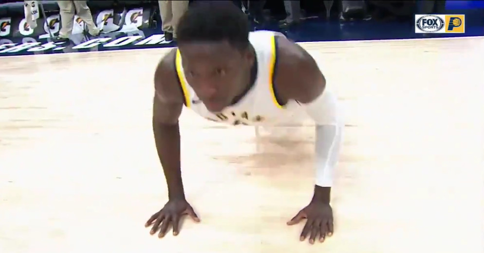Victor Oladipo did pushups before a post-game interview Wednesday.