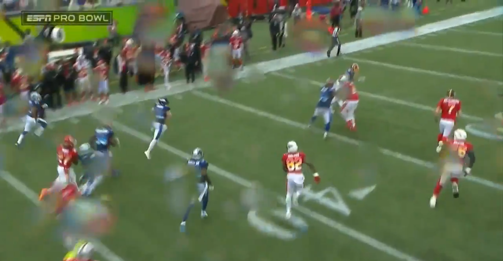 The Pro Bowl doesn't have much tackling effort, as shown on Harrison Smith's pick-six.