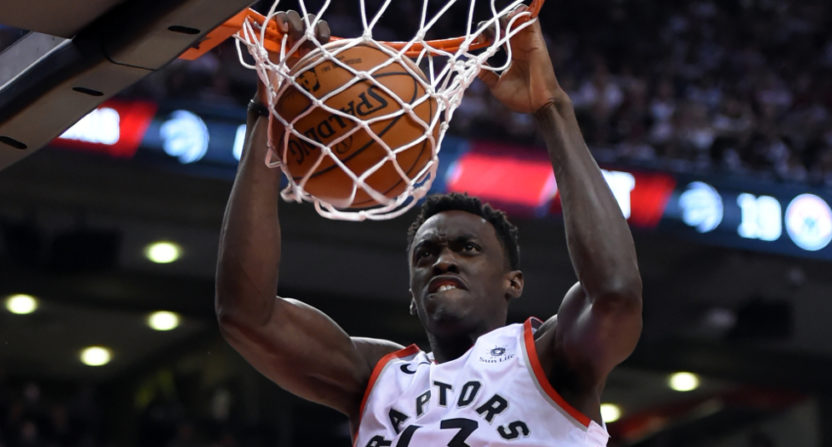 Raptors' forward Pascal Siakam had an emphatic dunk Saturday against the Wizards.