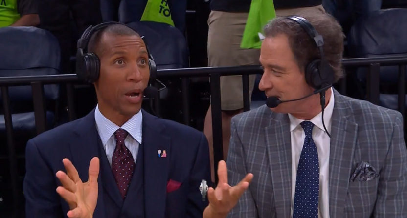 Reggie Miller and Kevin Harlan on the NBA on TNT April 23.
