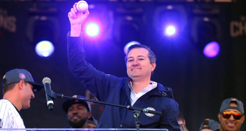 Tom Ricketts at the Cubs' World Series parade in 2016.