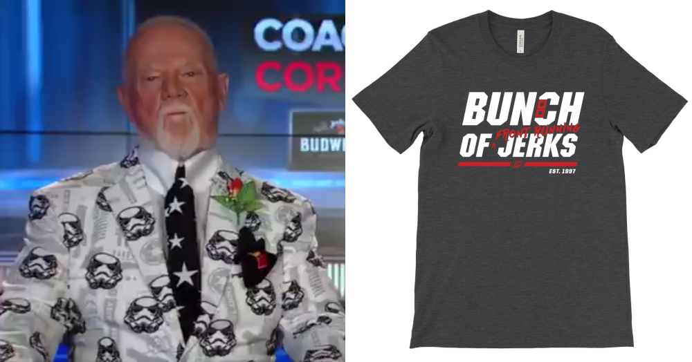Don Cherry and the latest Hurricanes' shirt spawned by his comments.