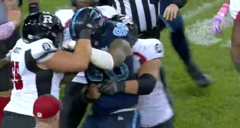 A CFL fight broke out Friday between the Redblacks and Argos.