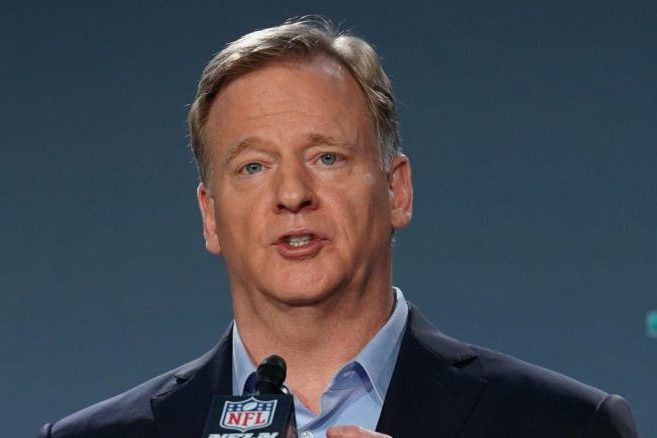 Roger Goodell at a 2020 Super Bowl press conference.