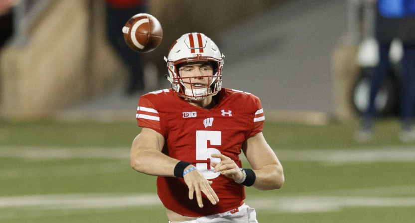 Graham Mertz got off to a perfect start for Wisconsin Friday.