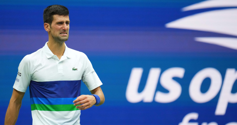 Novak Djokovic at the U.S. Open in September 2021.