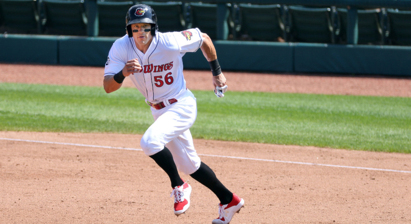 Derek Dietrich with the Rochester Red Wings in August 2021.