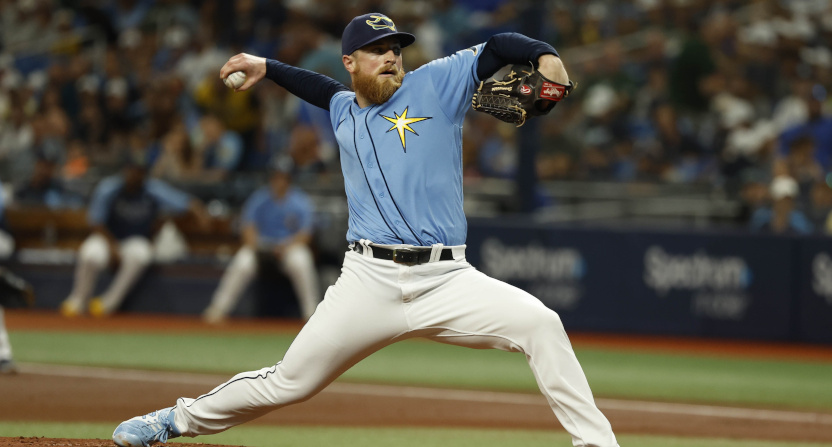 Drew Rasmussen of the Rays against the Orioles on Aug. 14, 2022.