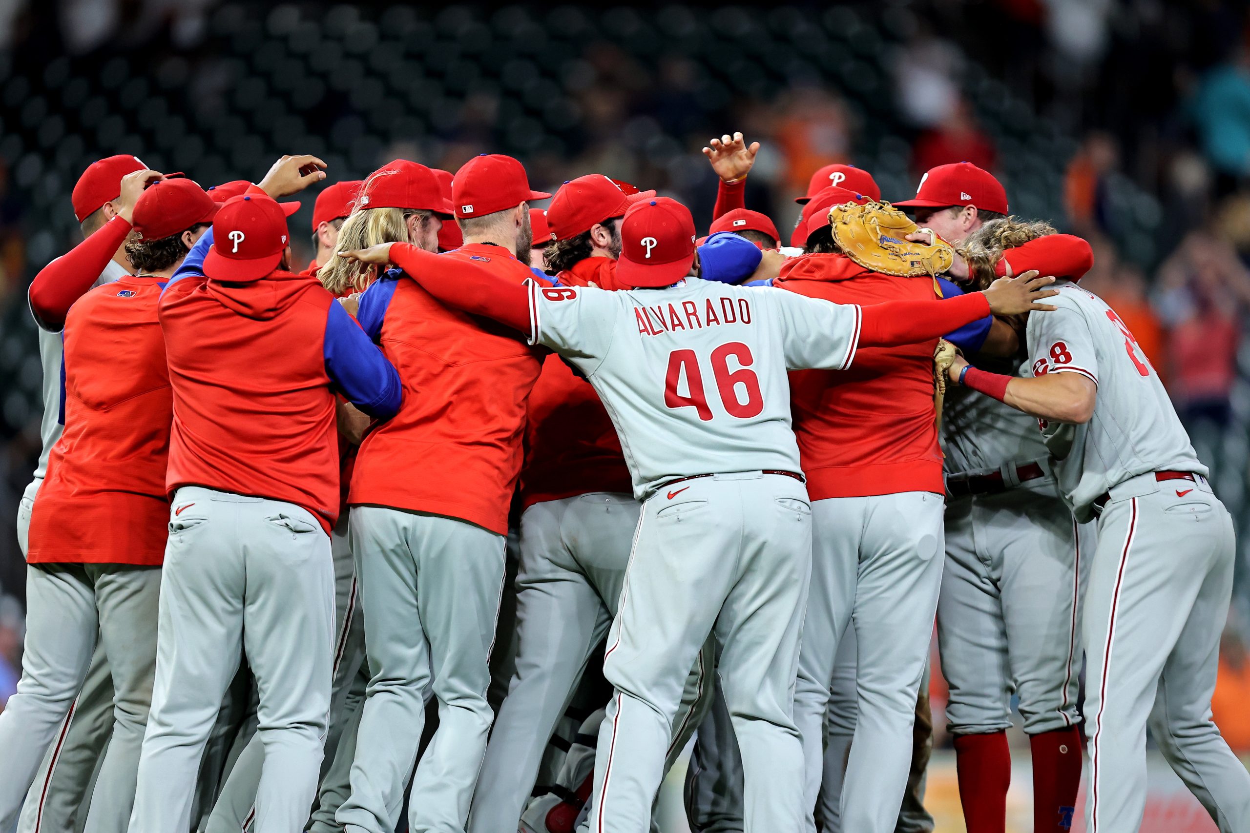 The Phillies celebrate clinching their first playoff trip since 2011.