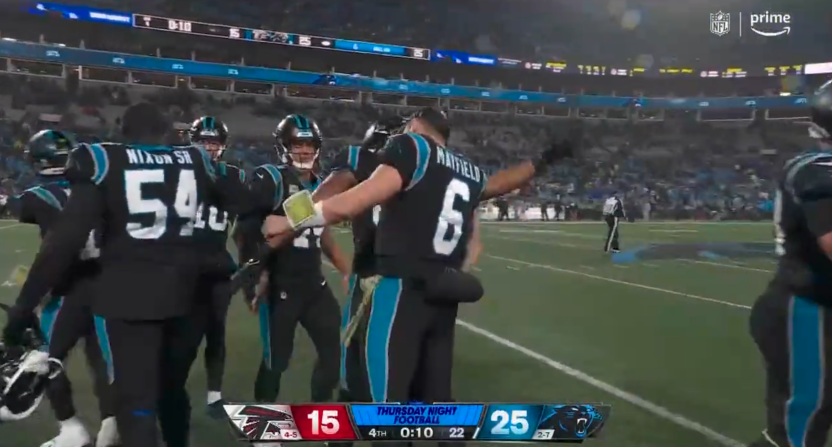 Baker Mayfield Panthers head-butting