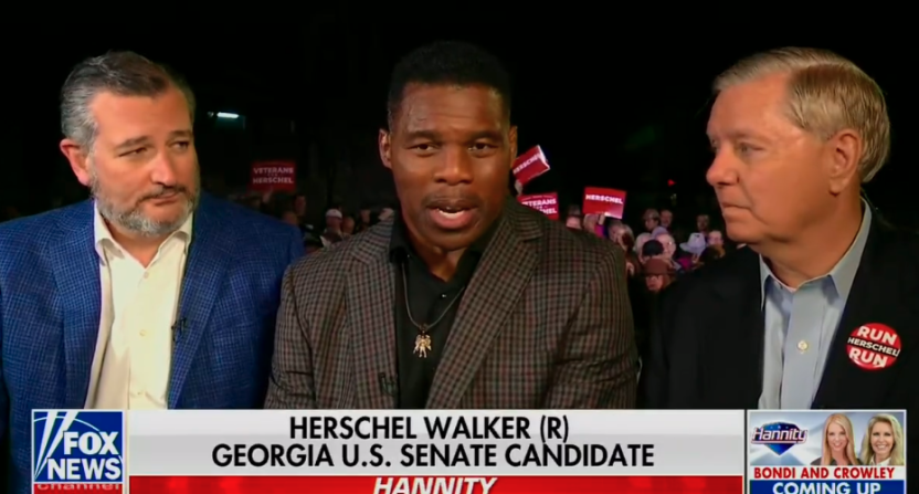 Texas Senator Ted Cruz, Herschel Walker, and South Carolina Senator Lindsey Graham on Fox News