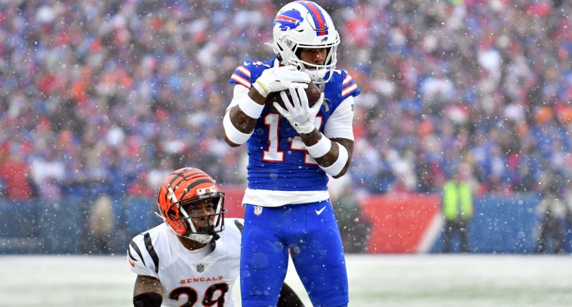 Stefan Diggs in Bills playoff loss to Bengals.
