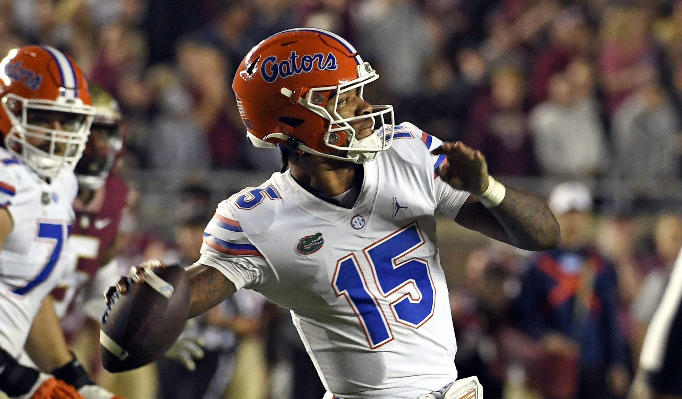 Florida Gators quarterback Anthony Richardson throws a pass. He's expected to be selected in the first round of the 2023 NFL Draft.