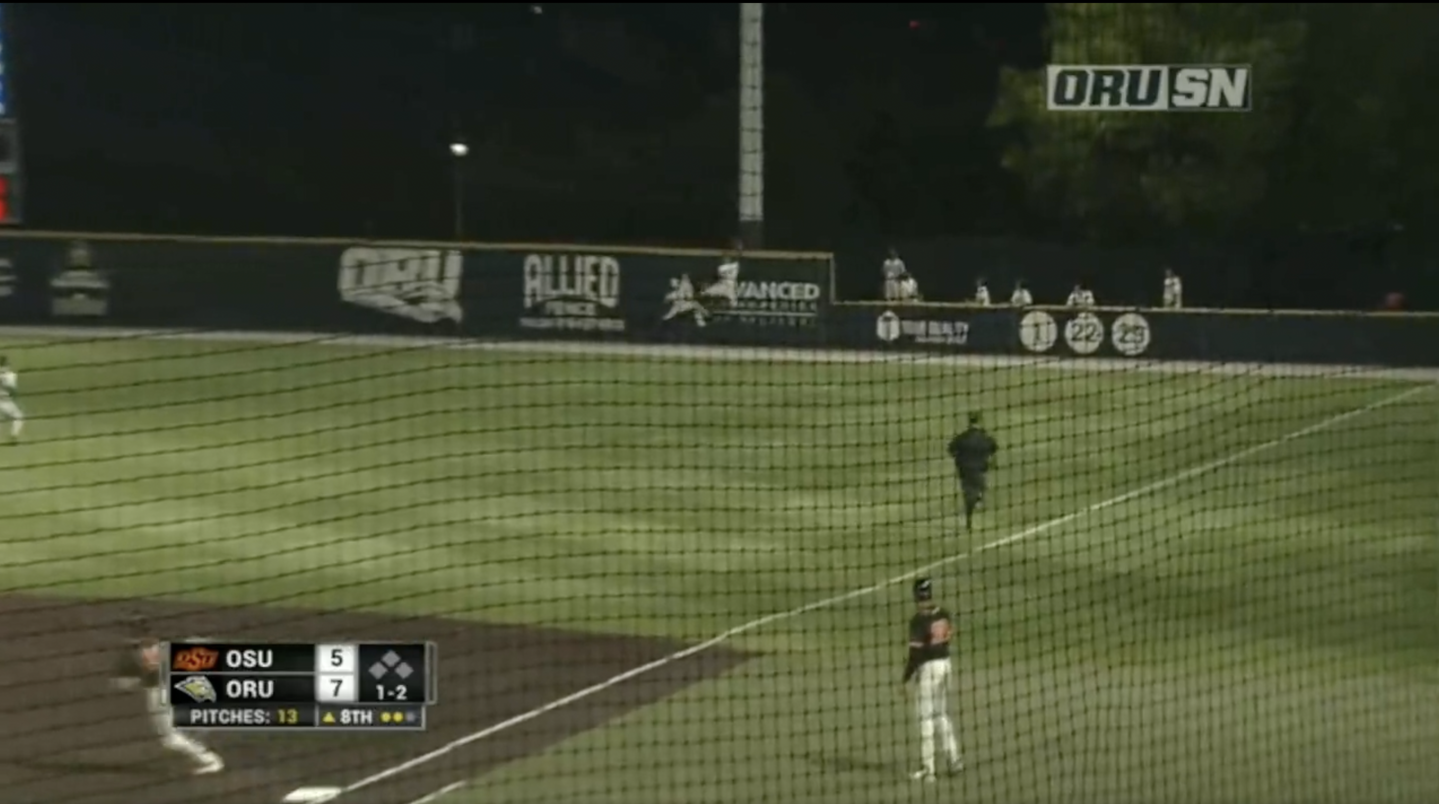 Insane home-run robbery from Oral Roberts outfielder Blaze Brothers.