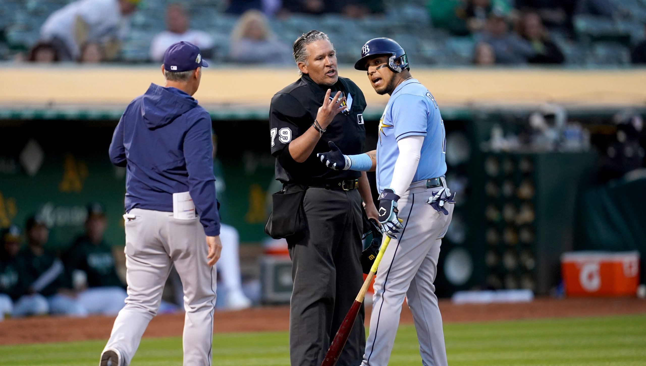 Rays third baseman Isaac Paredes was ejected from Monday's game with the A's despite barely arguing a call against him.