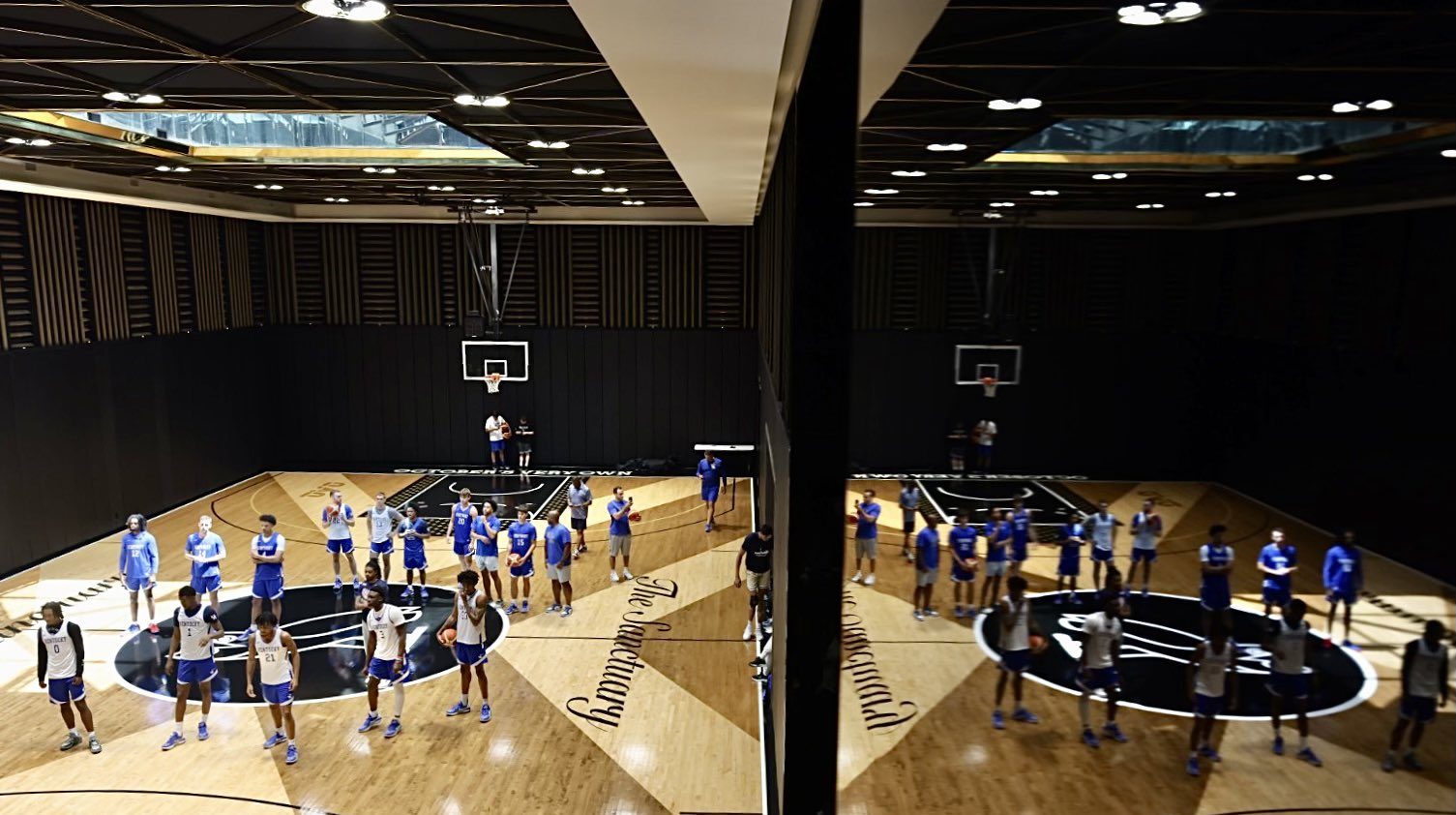 Kentucky Basketball practicing at Drake mansion.