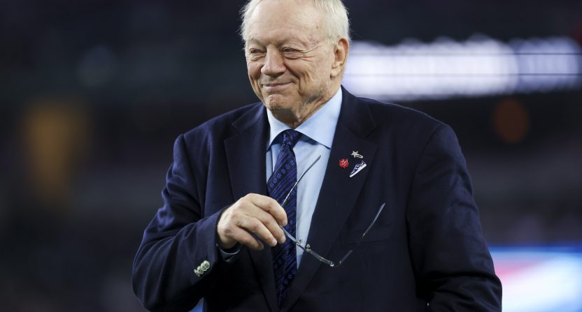 Dec 4, 2022; Arlington, Texas, USA; Dallas Cowboys owner Jerry Jones before the game against the Indianapolis Colts at AT&T Stadium. Mandatory Credit: Kevin Jairaj-USA TODAY Sports