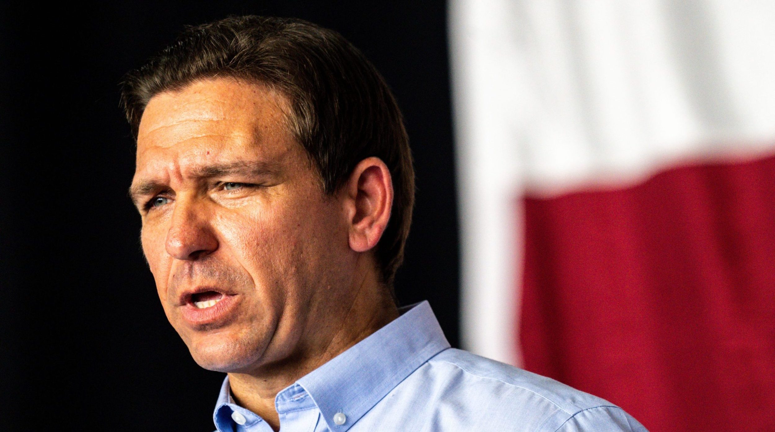 Florida Gov. Ron DeSantis speaks during Operation Top Nunn: Salute to the Troops at Ankeny Regional Airport on Saturday, July 15, 2023 in Ankeny.