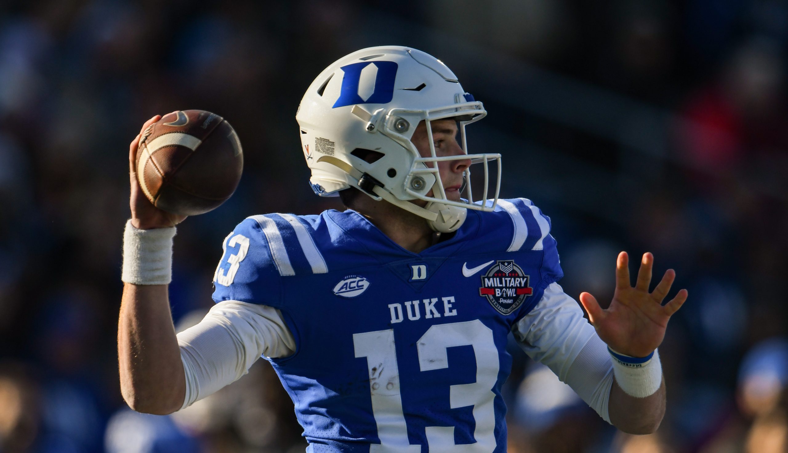 Duke quarterback Riley Leonard gets a two-word text message from his mom before every game. The message? You suck. Photo credit: Tommy Gilligan-USA TODAY Sports