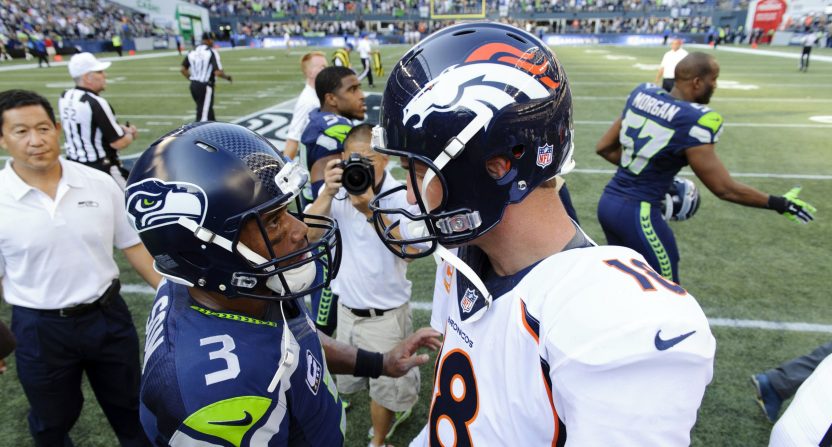 Fox Sports broadcaster Chris Meyers reveals why he knew both Peyton Manning and Russell Wilson would grow into the NFL stars they became. Photo Credit: Steven Bisig-USA TODAY Sports