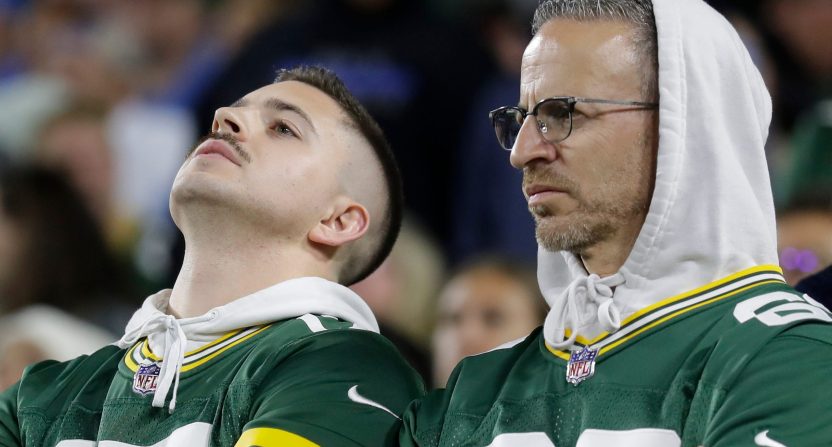 Frustrated Green Bay Packers fans at Lambeau Field.