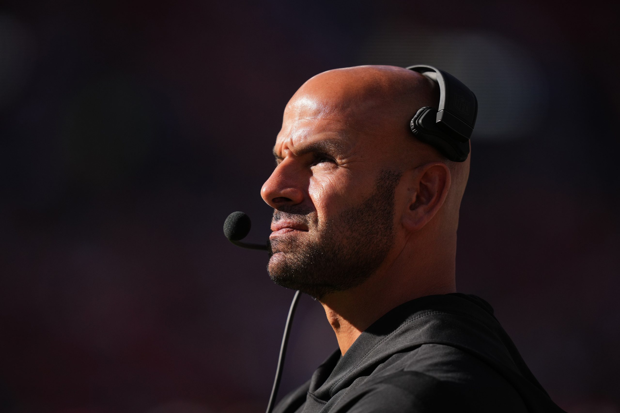 Oct 8, 2023; Denver, Colorado, USA; New York Jets head coach Robert Saleh during the second quarter against the Denver Broncos at Empower Field at Mile High. Mandatory Credit: Ron Chenoy-USA TODAY Sports