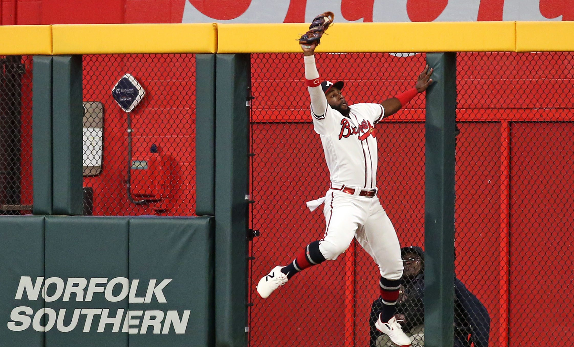 After the Braves fought back from a 4-0 deficit, Braves centerfielder Michael Harris II and infielder Austin Riley sealed the win with their gloves. Photo Credit: Brett Davis-USA TODAY Sports