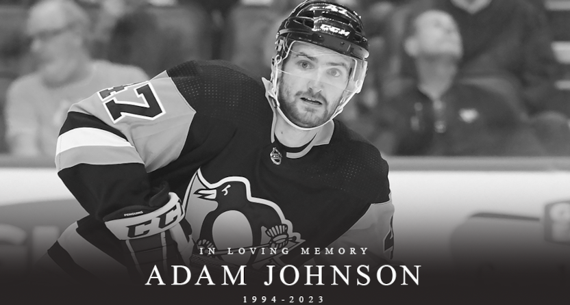 A NHL graphic in tribute to Adam Johnson.