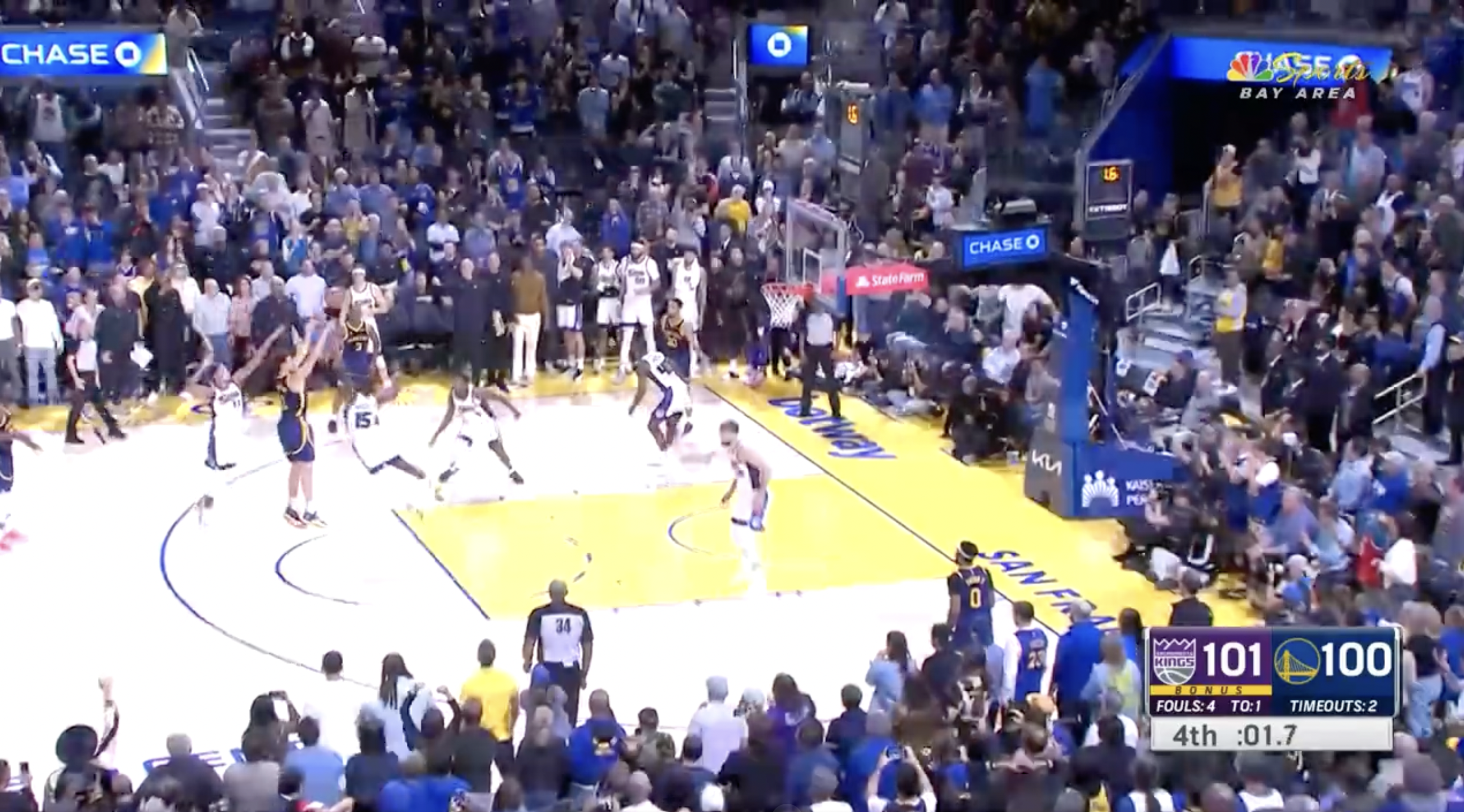 A game-winning shot from Klay Thompson against the Kings.
