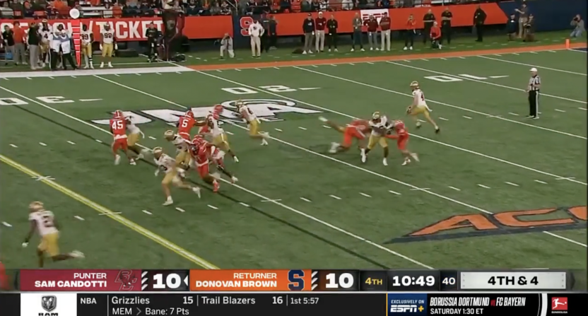 An insane fake punt attempt from Boston College against Syracuse. Photo Credit: ESPN2