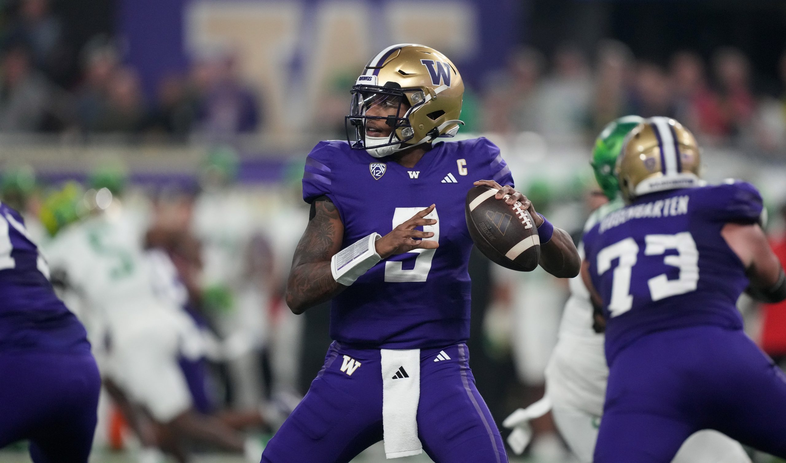 Washington quarterback Michael Penix Jr. earned strong praise for his performance in the Pac-12 Championship Game. Kirby Lee-USA TODAY Sports