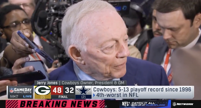 Jerry Jones discussing the Cowboys loss to the Packers in the Wild Card round. Photo Credit: NFL Network