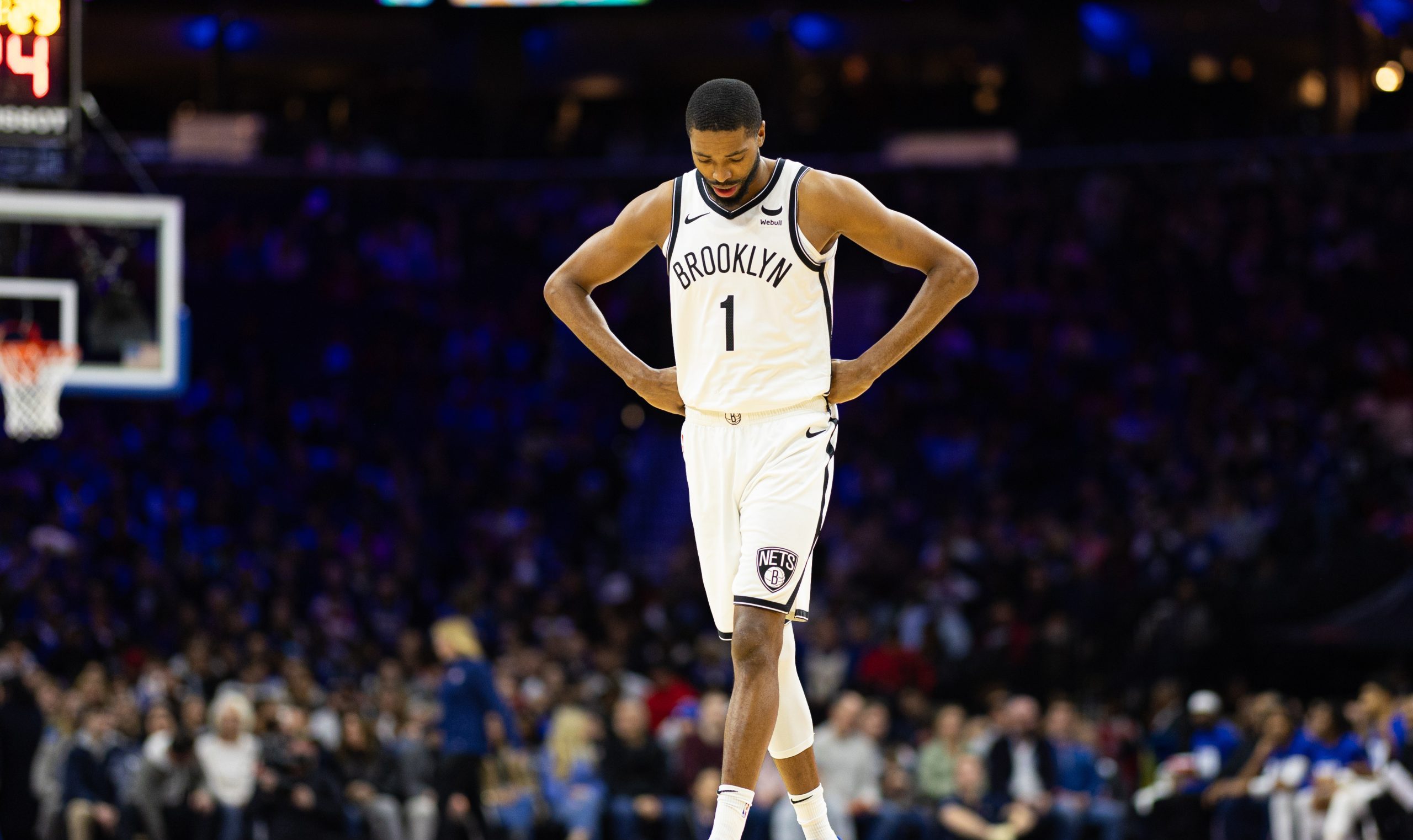 Nets star Mikal Bridges addressed his desire to stay with the team after Monday's firing of coach Jacque Vaughn. Photo Credit: Bill Streicher-USA TODAY Sports
