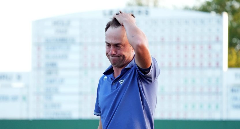 With four holes left on Friday, Justin Thomas was even-par and appeared on cruise control to make the cut at the Masters. Then, he didn't. Photo Credit: Kyle Terada-USA TODAY Network