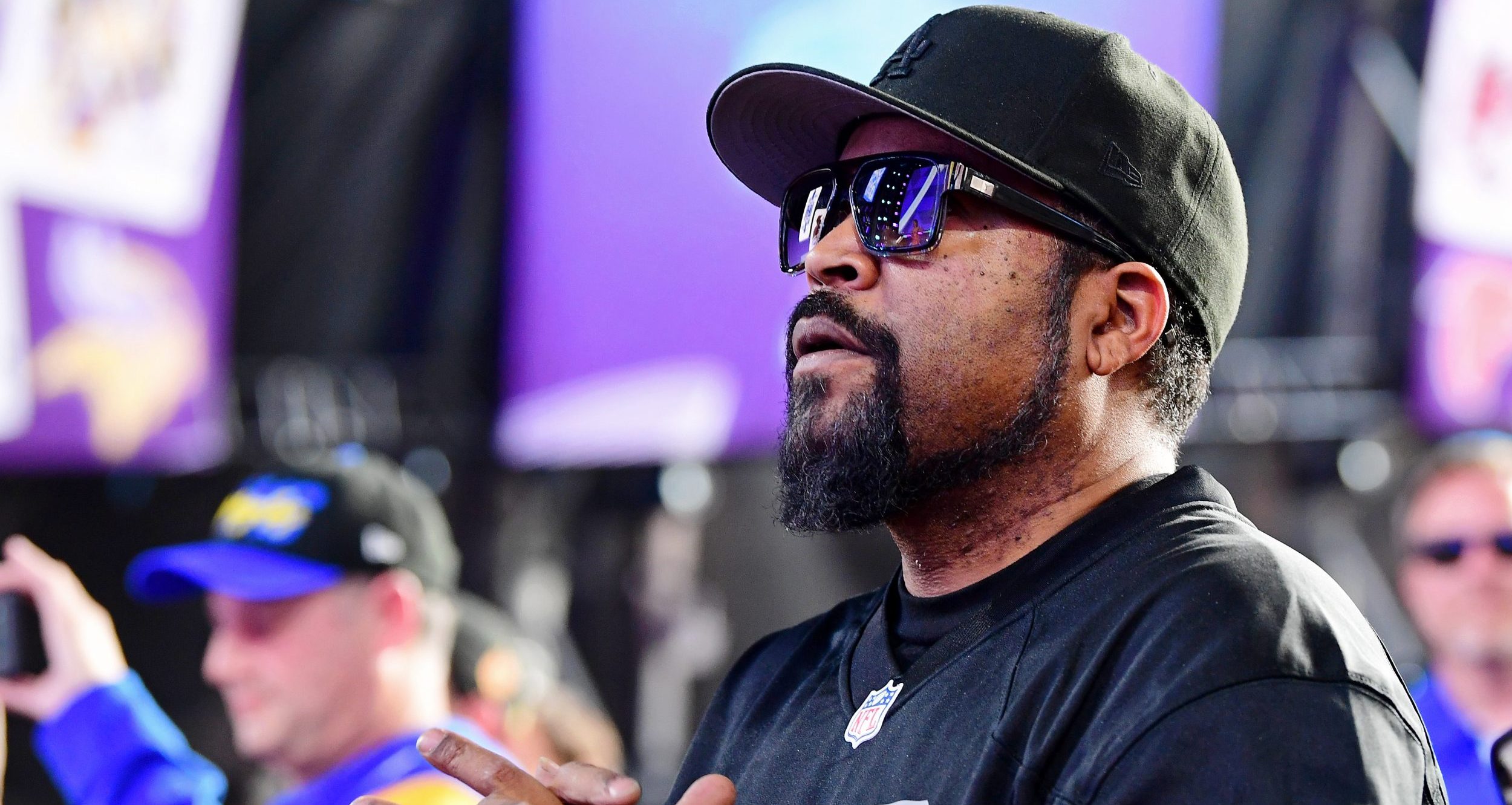 Apr 28, 2022; Las Vegas, NV, USA; Recording artist Ice Cube looks on before the first round of the 2022 NFL Draft at the NFL Draft Theater.