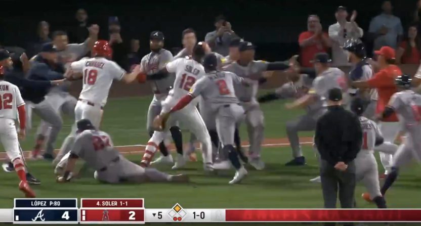 Brawl between Braves and Angels