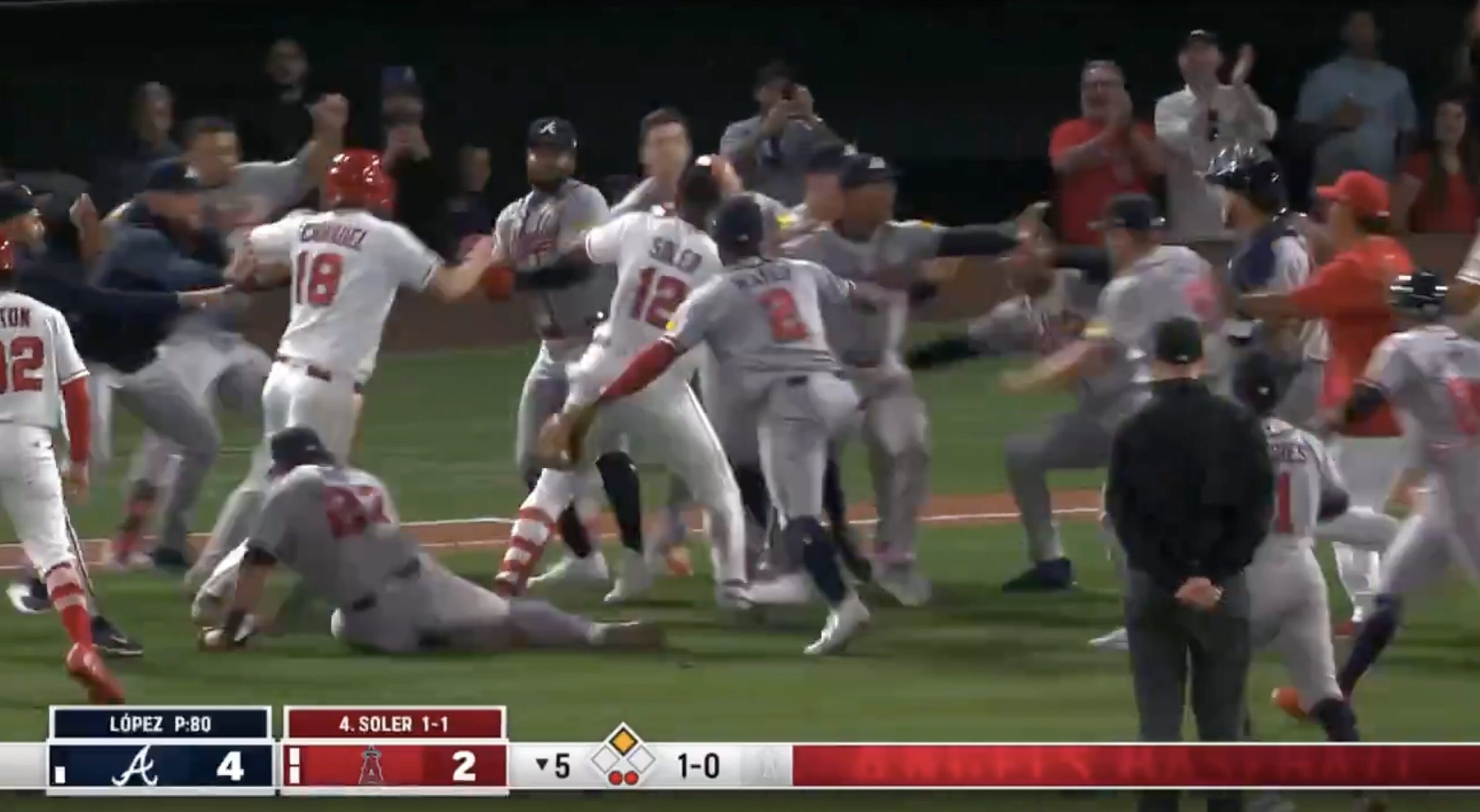 Brawl between Braves and Angels