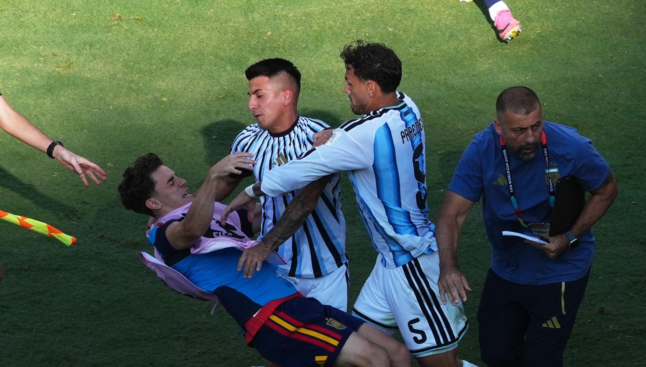 Leandro Paredes attacks Gavi after World Cup final.