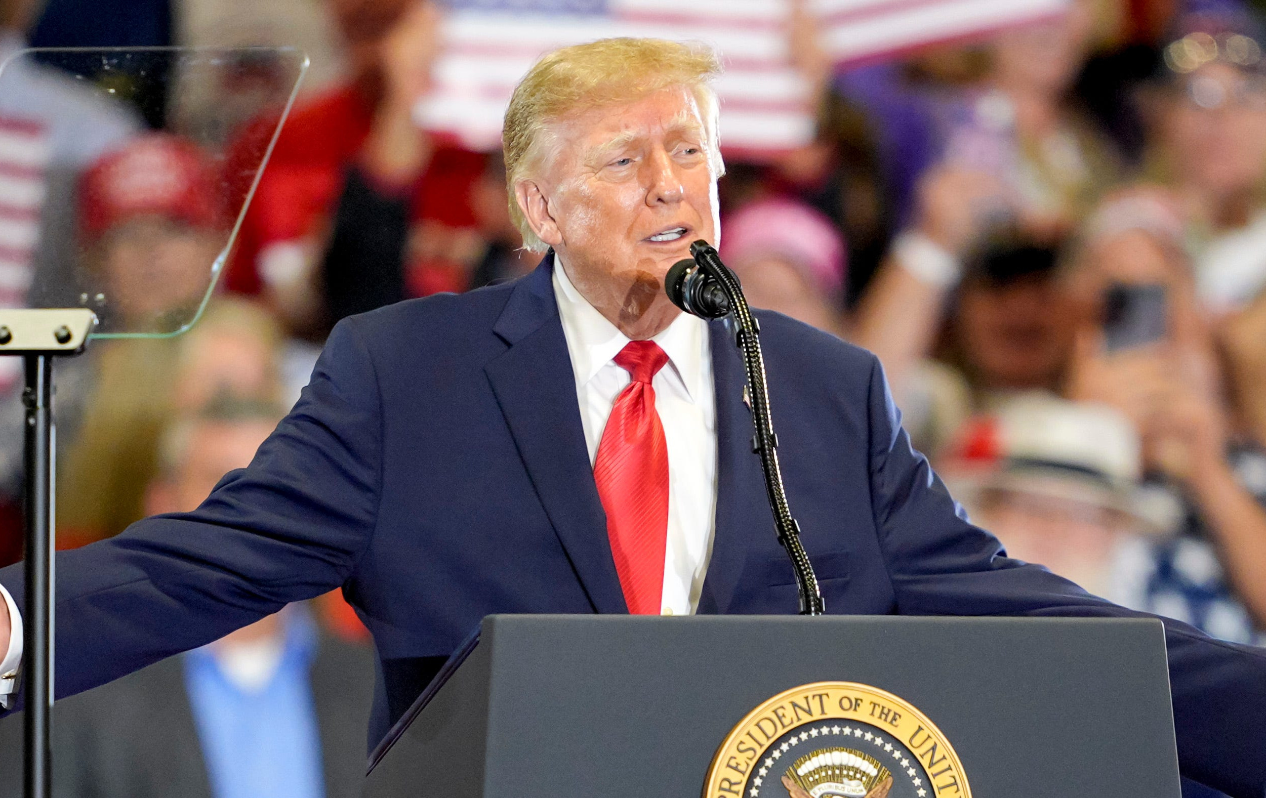 President Trump warns that ‘radical left Democrat Communists’ want ‘men playing in women’s sports’