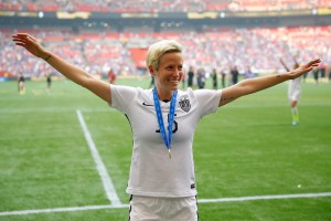 VANCOUVER, BC - JULY 05:  Megan Rapinoe #15 of the United States celebrates the 5-2 victory against Japan in the FIFA Women's World Cup Canada 2015 Final at BC Place Stadium on July 5, 2015 in Vancouver, Canada.  (Photo by Kevin C. Cox/Getty Images)