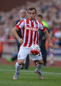 STOKE ON TRENT, ENGLAND - SEPTEMBER 19:  Xherdan Shaqiri of Stoke City during the Barclays Premier League match between Stoke City and Leicester City on September 19, 2015 in Stoke on Trent, United Kingdom.  (Photo by Gareth Copley/Getty Images)