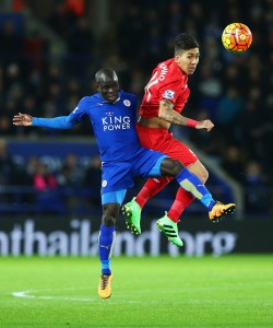 during the Barclays Premier League match between Leicester City and Liverpool at The King Power Stadium on February 2, 2016 in Leicester, England.