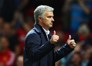 MANCHESTER, ENGLAND - AUGUST 19:  Jose Mourinho, Manager of Manchester United gives the thumbs up after the Premier League match between Manchester United and Southampton at Old Trafford on August 19, 2016 in Manchester, England.  (Photo by Michael Steele/Getty Images)